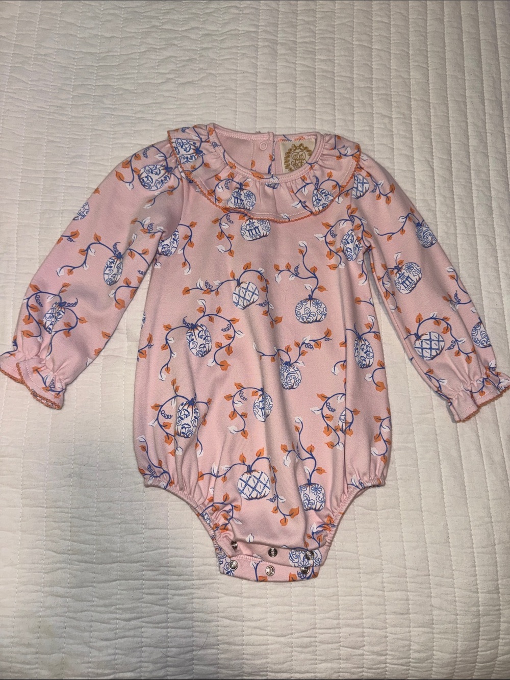 EUC TBBC Pumpkin Fall Pink with Orange Bubble with Chinoiserie Detail Size 2T